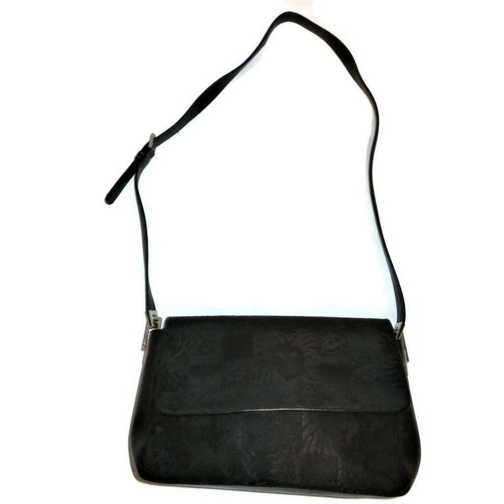 Anne Klein Black Fabric Handbag – Women's Designer Purse with Lion Design