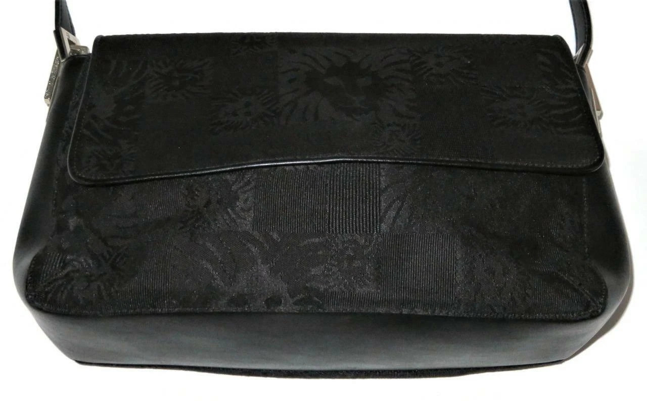 Anne Klein Black Fabric Handbag – Women's Designer Purse with Lion Design