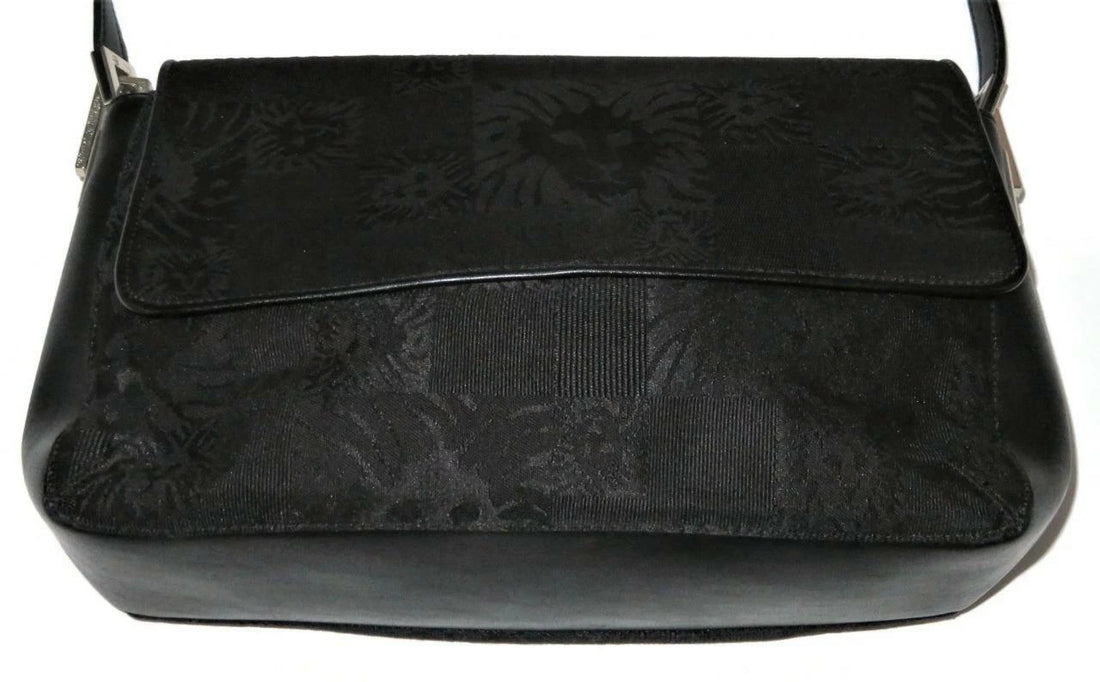Anne Klein Black Fabric Handbag – Women's Designer Purse with Lion Design