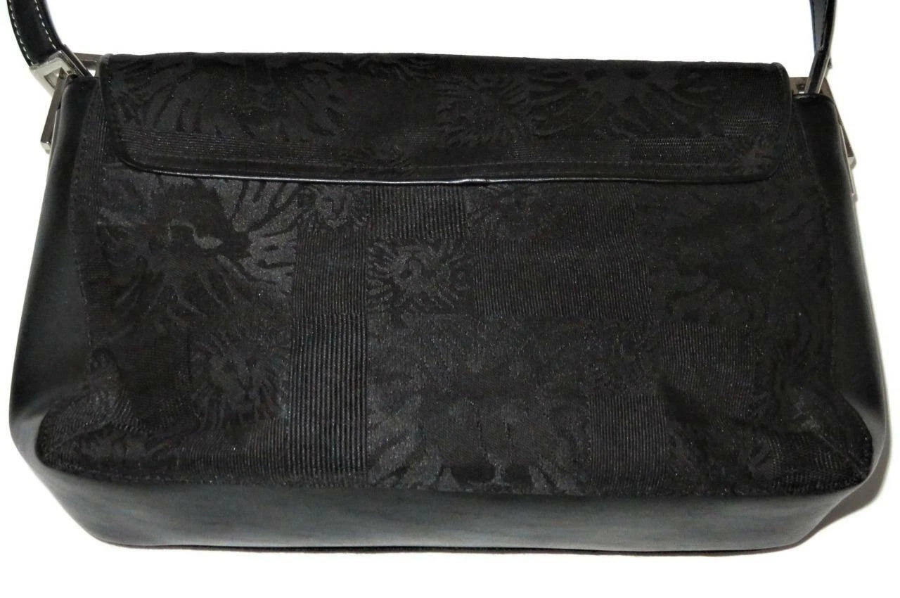 Anne Klein Black Fabric Handbag – Women's Designer Purse with Lion Design