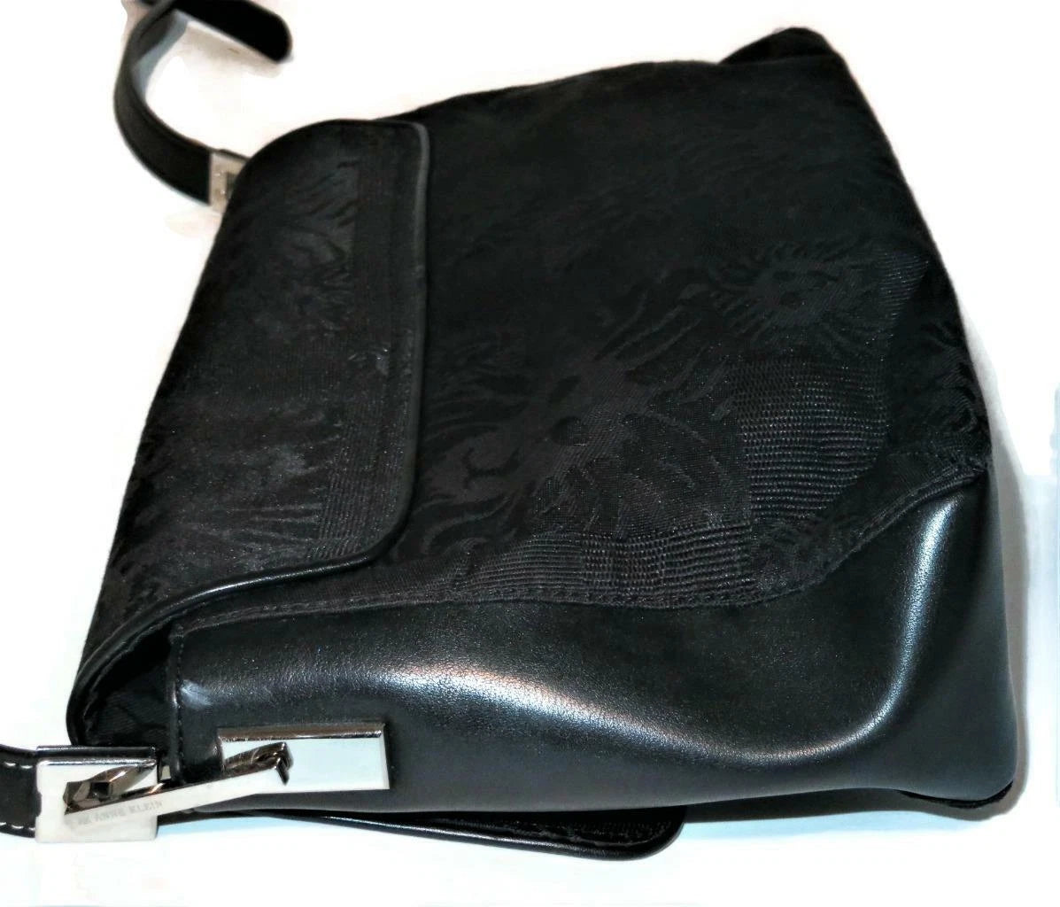 Anne Klein Black Fabric Handbag – Women's Designer Purse with Lion Design