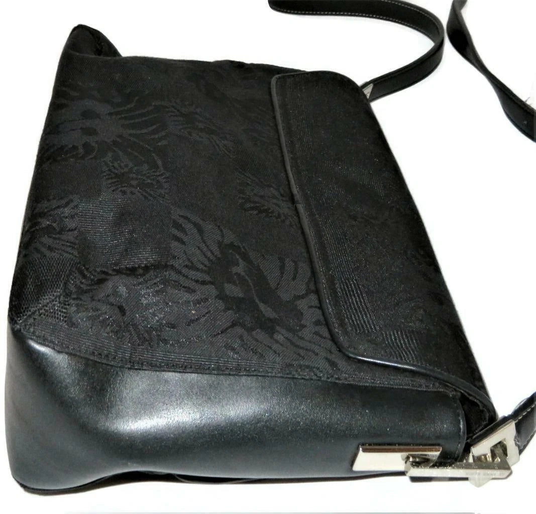 Anne Klein Black Fabric Handbag – Women's Designer Purse with Lion Design