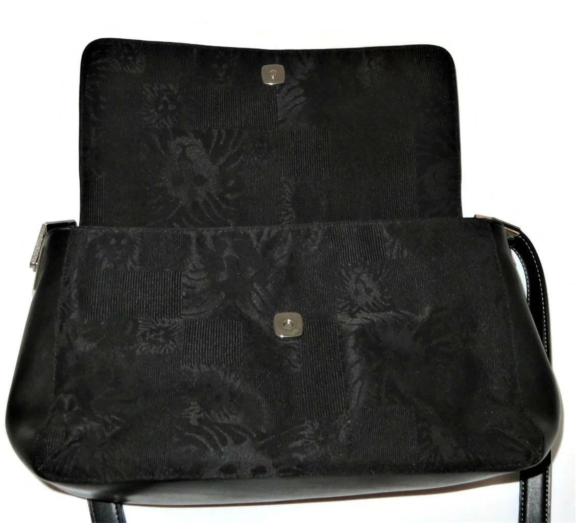 Anne Klein Black Fabric Handbag – Women's Designer Purse with Lion Design