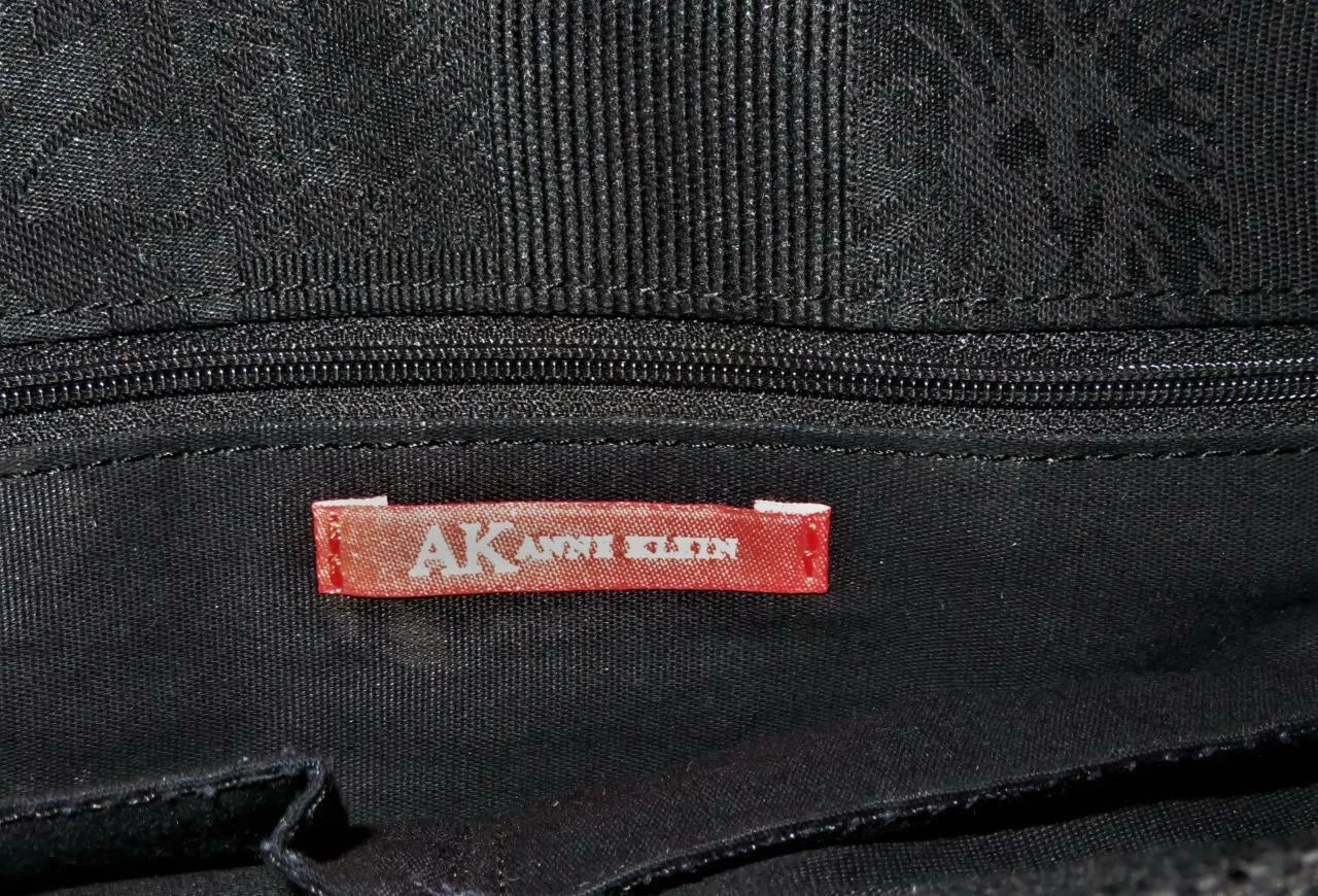 Anne Klein Black Fabric Handbag – Women's Designer Purse with Lion Design