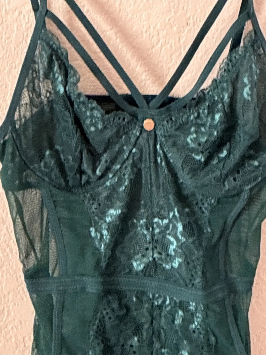 Avidlove Women's Green Lace See-Through One Piece Lingerie Bodysuit Size S NWT