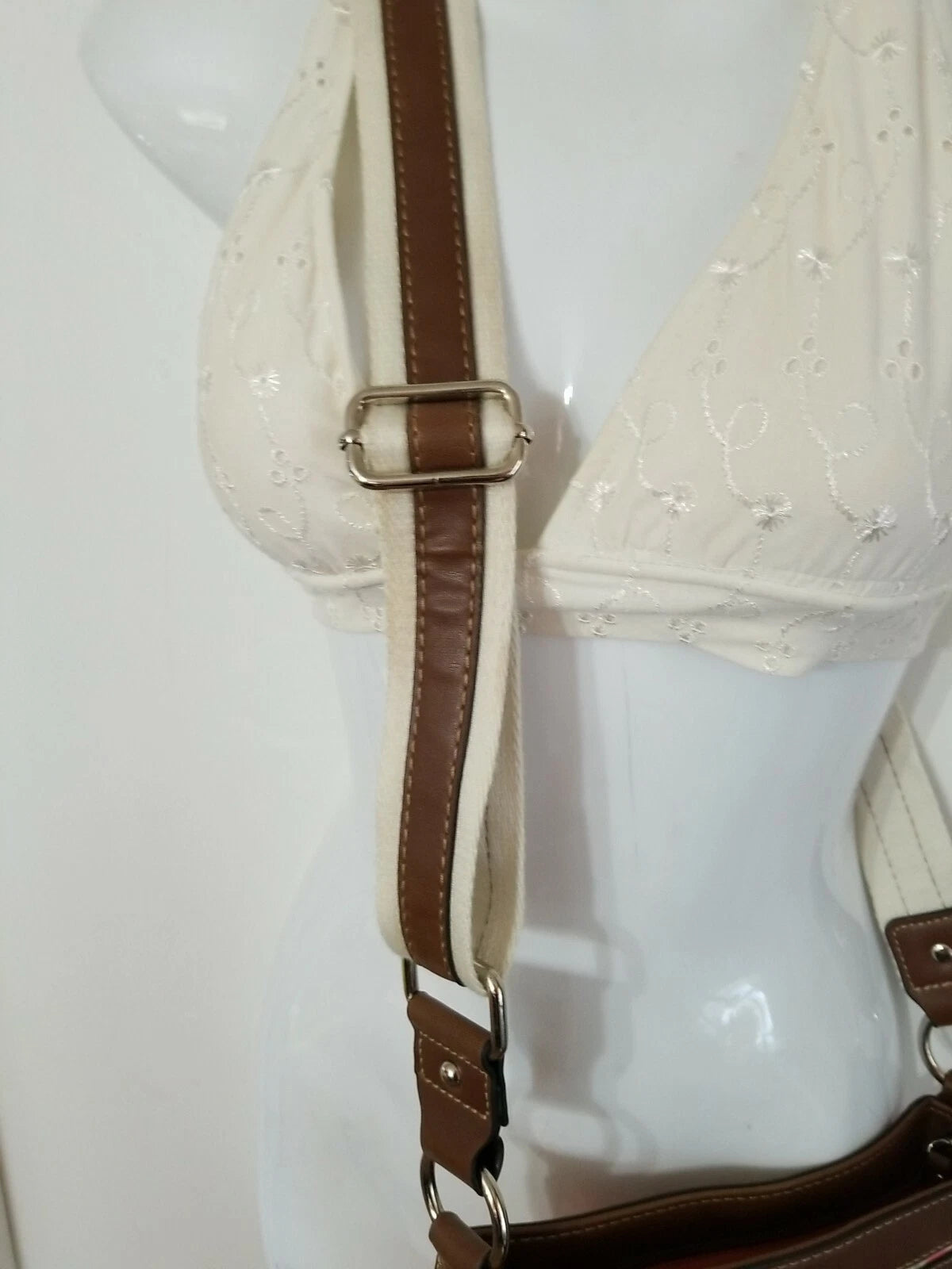 CHAPS Leather Floral Crossbody Handbag – Adjustable Strap Women's Shoulder Purse