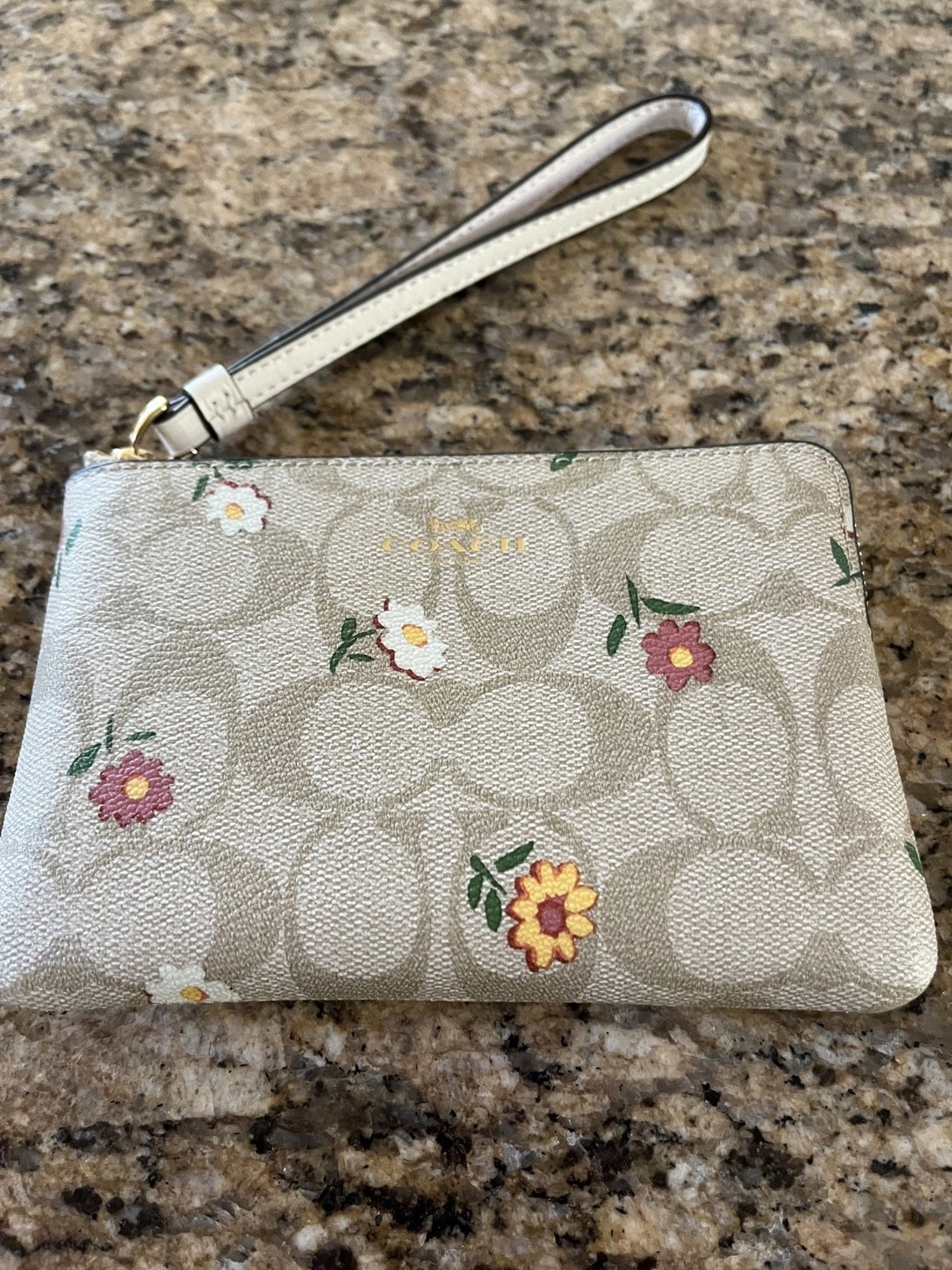 Coach Corner Zip Signature Daisy Print Wristlet – Authentic Designer Zip Wallet, NWT