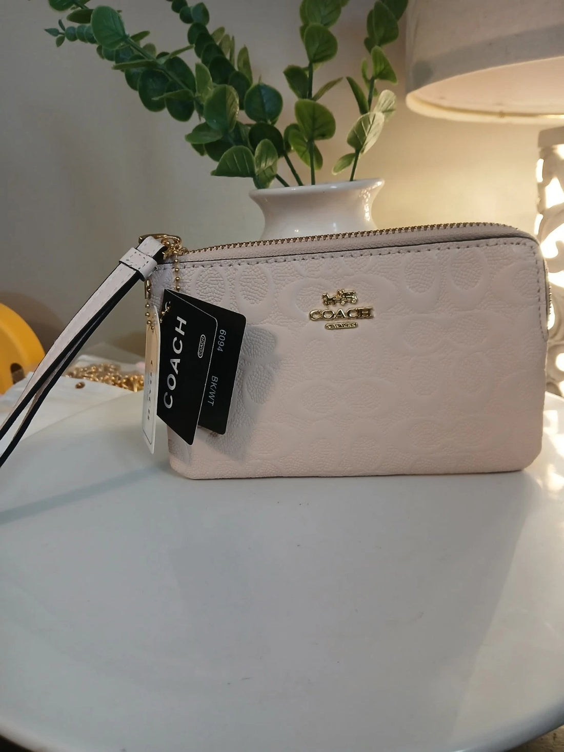 Coach Corner Zip Wristlet – Signature Leather Women's Designer Handbag Wallet