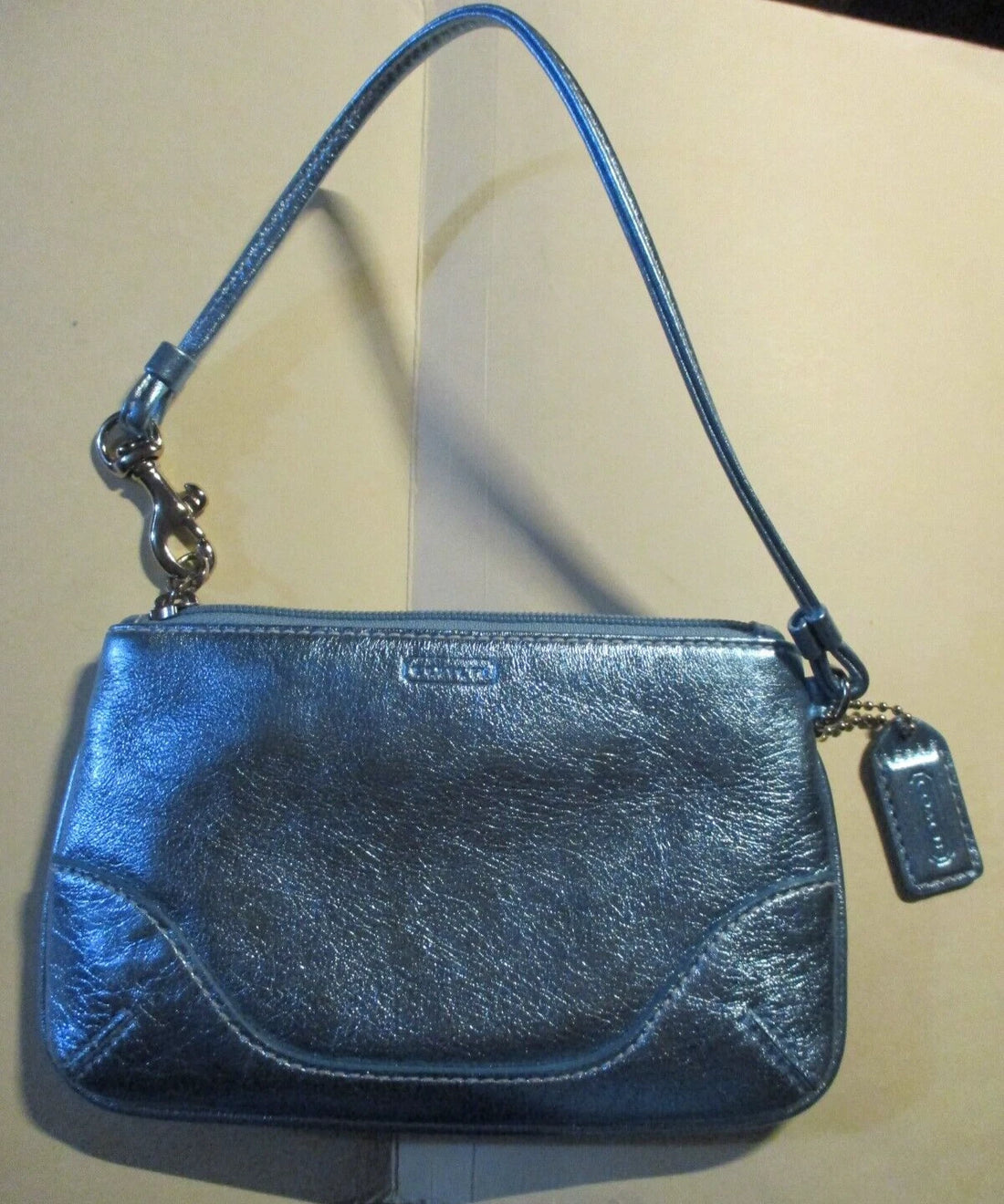 Coach Metallic Blue Wristlet Bag – Authentic Designer Clutch Wallet, New With Tags & Dust Bag