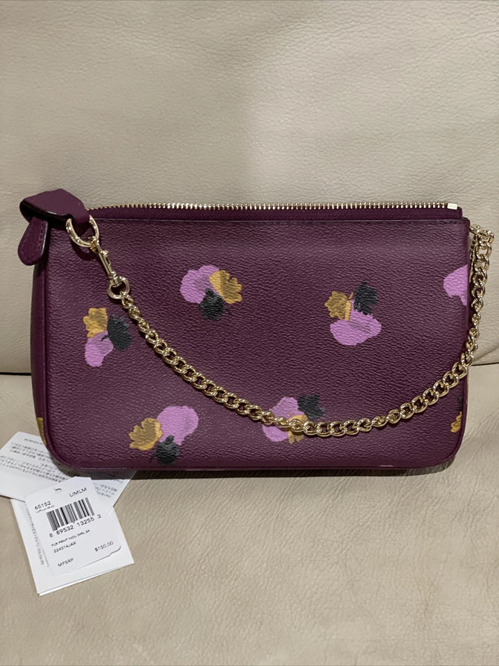 Coach New York Floral Handbag Purse – Purple Designer Shoulder Bag, Authentic, New With Tags
