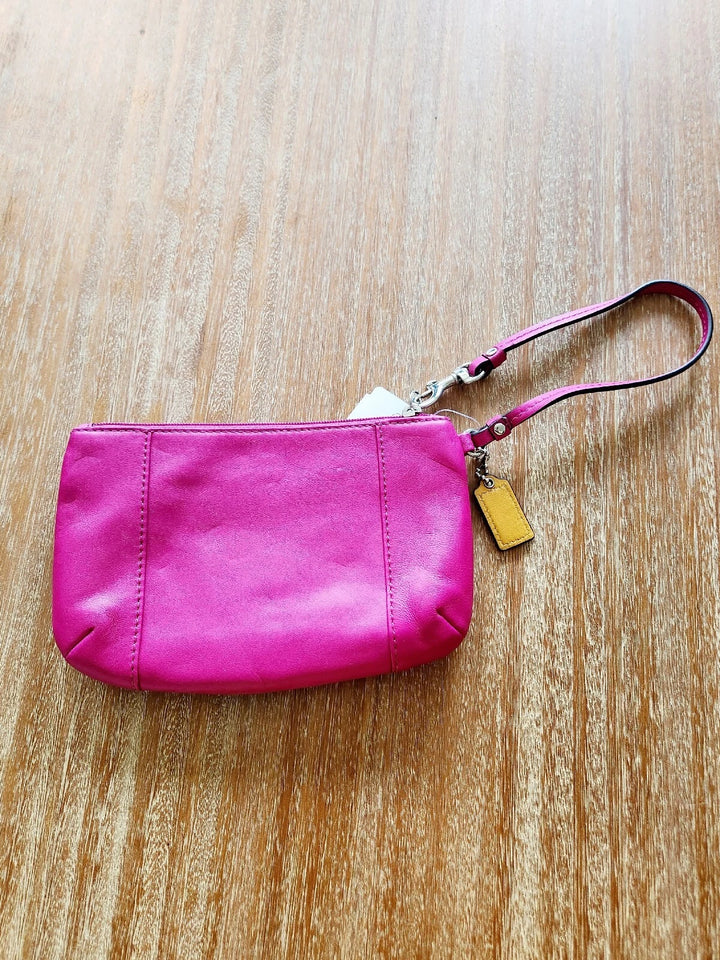 Coach Pink Leather Wristlet – Authentic Colorful Small Purse Pouch Bag, New