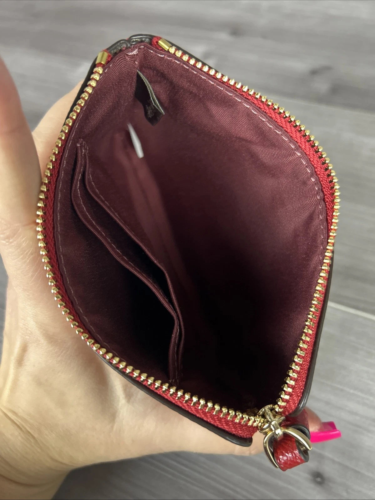 Coach Women's Wristlet Red – Authentic Designer Zip Wallet Clutch, NWT