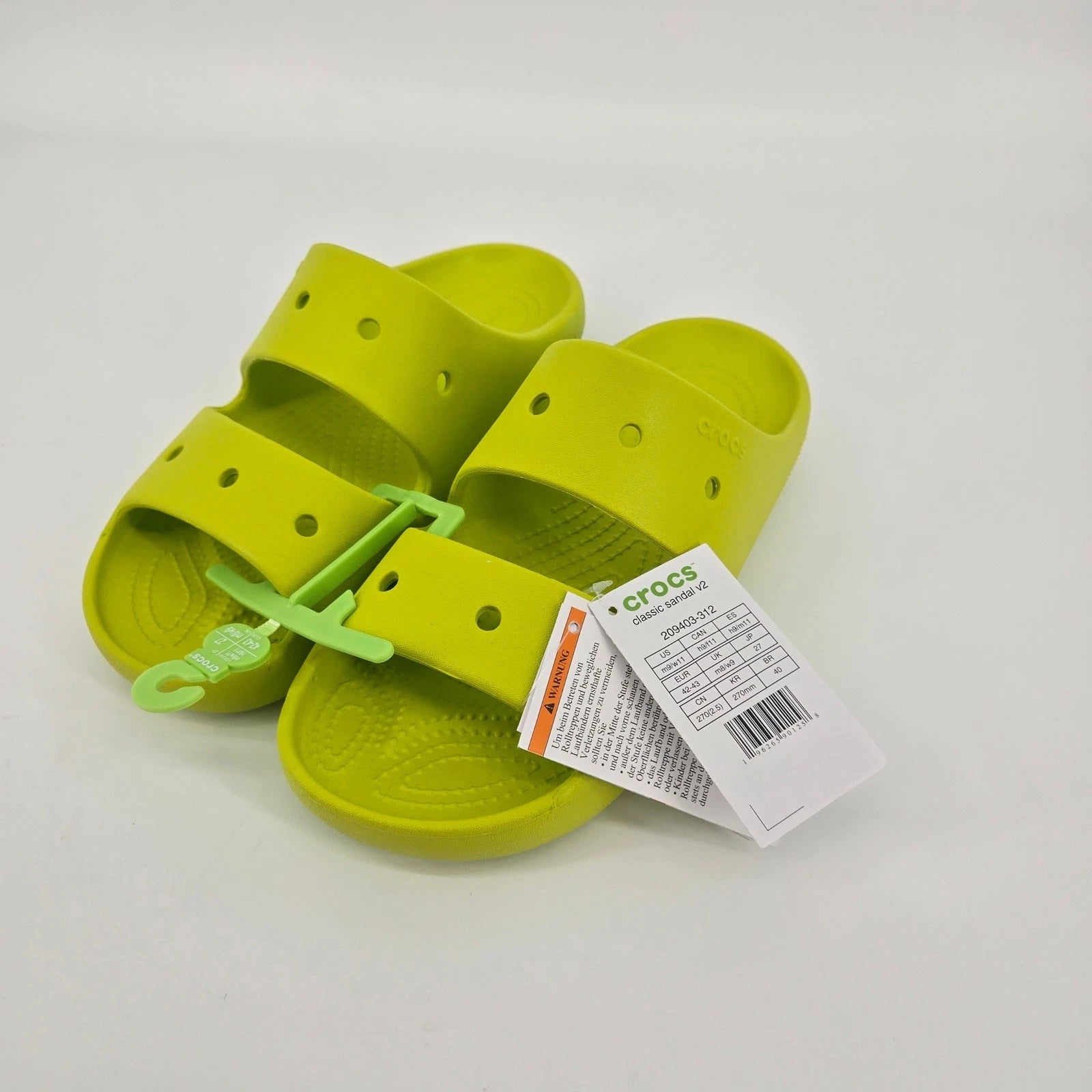 Crocs Classic Sandal v2 Unisex Limeade Green – Two-Strap Slides, M9/W11 NWT