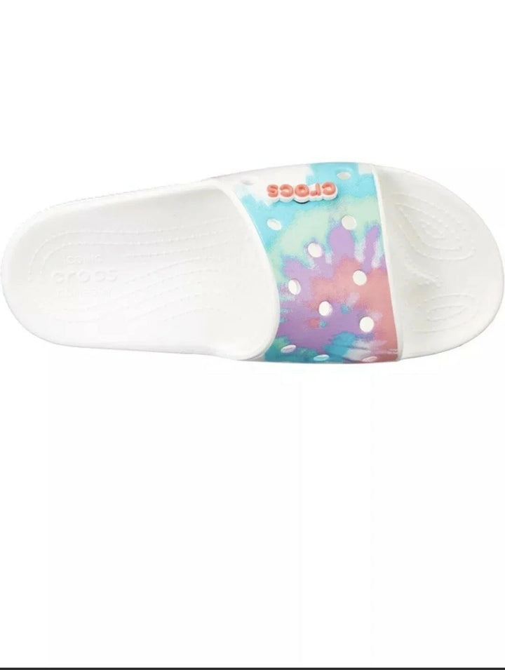 Crocs Classic Tie-Dye Graphic Unisex Slide Sandals – Casual Slip-On Shoes, New