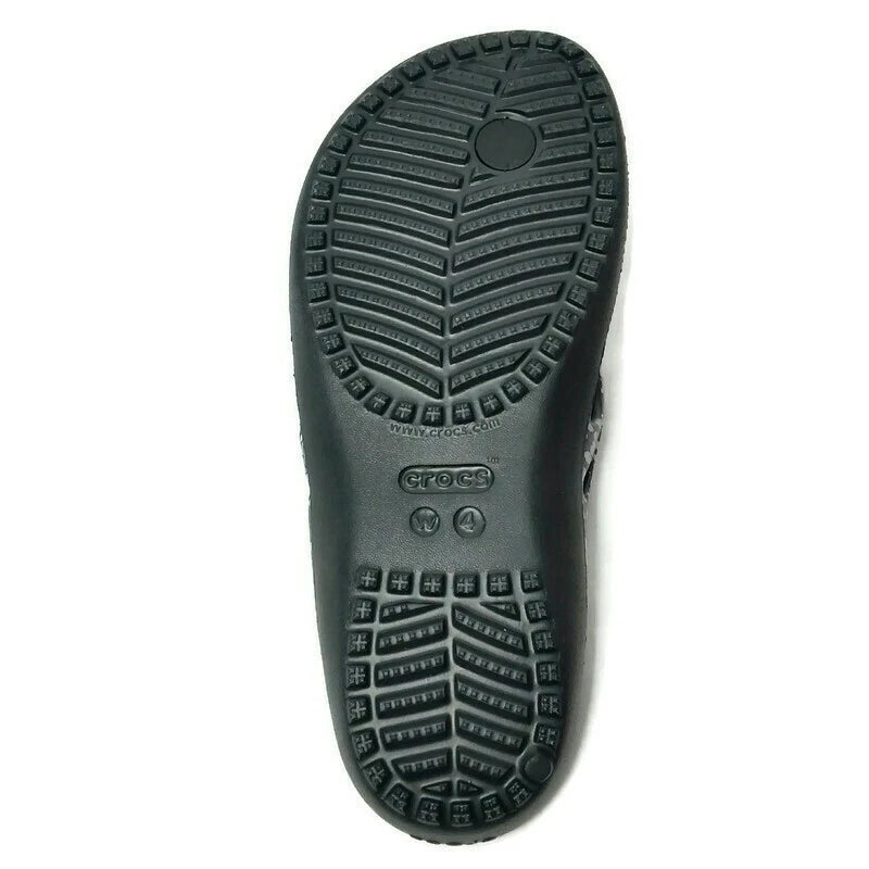 Crocs Kadee II Women's Dots Graphic Flip Flops Black – Relaxed Fit Casual Sandals, Size 4