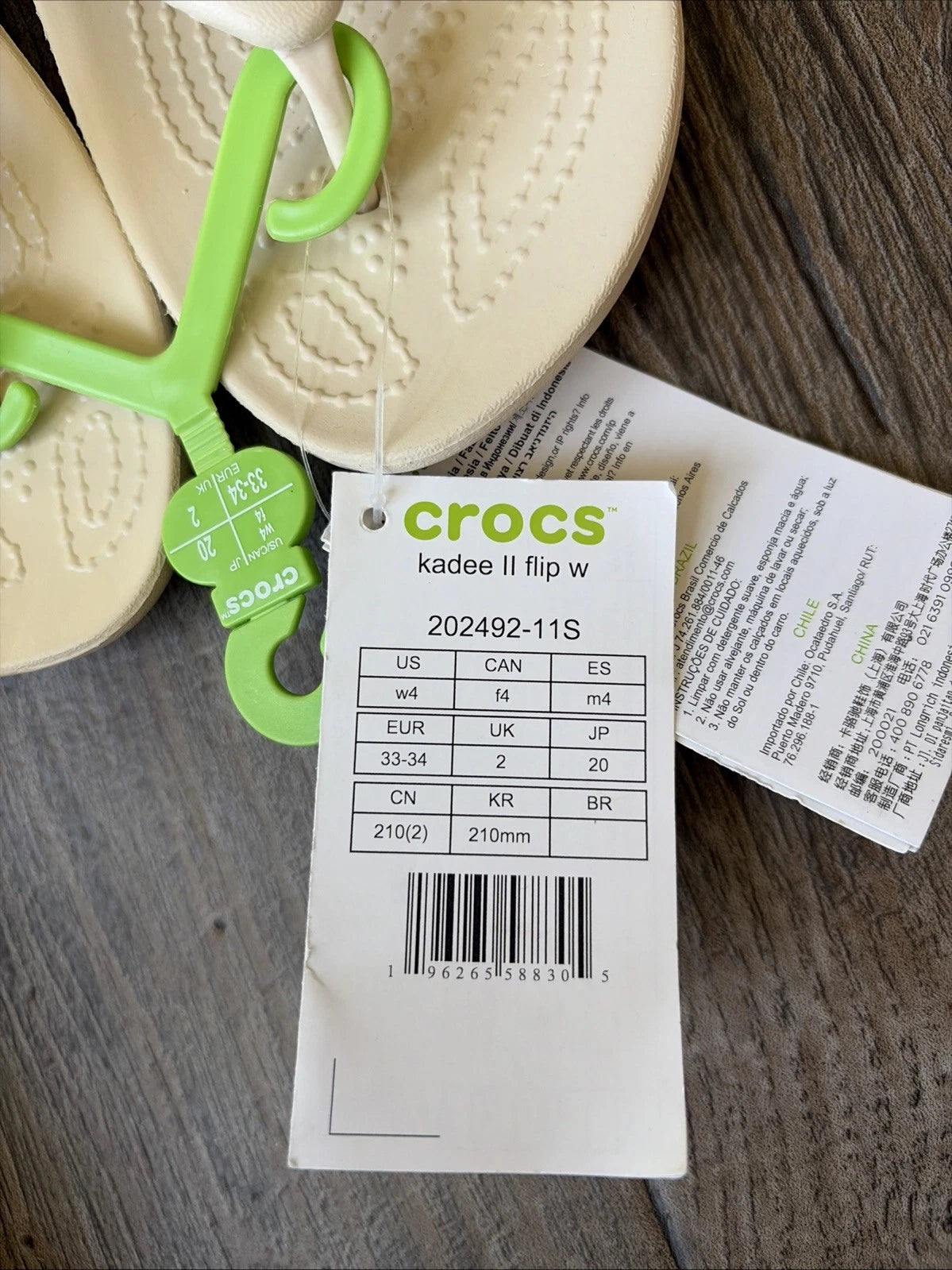 Crocs Kadee II Women's Flip Flops Beige – Casual Sandals, Size 4