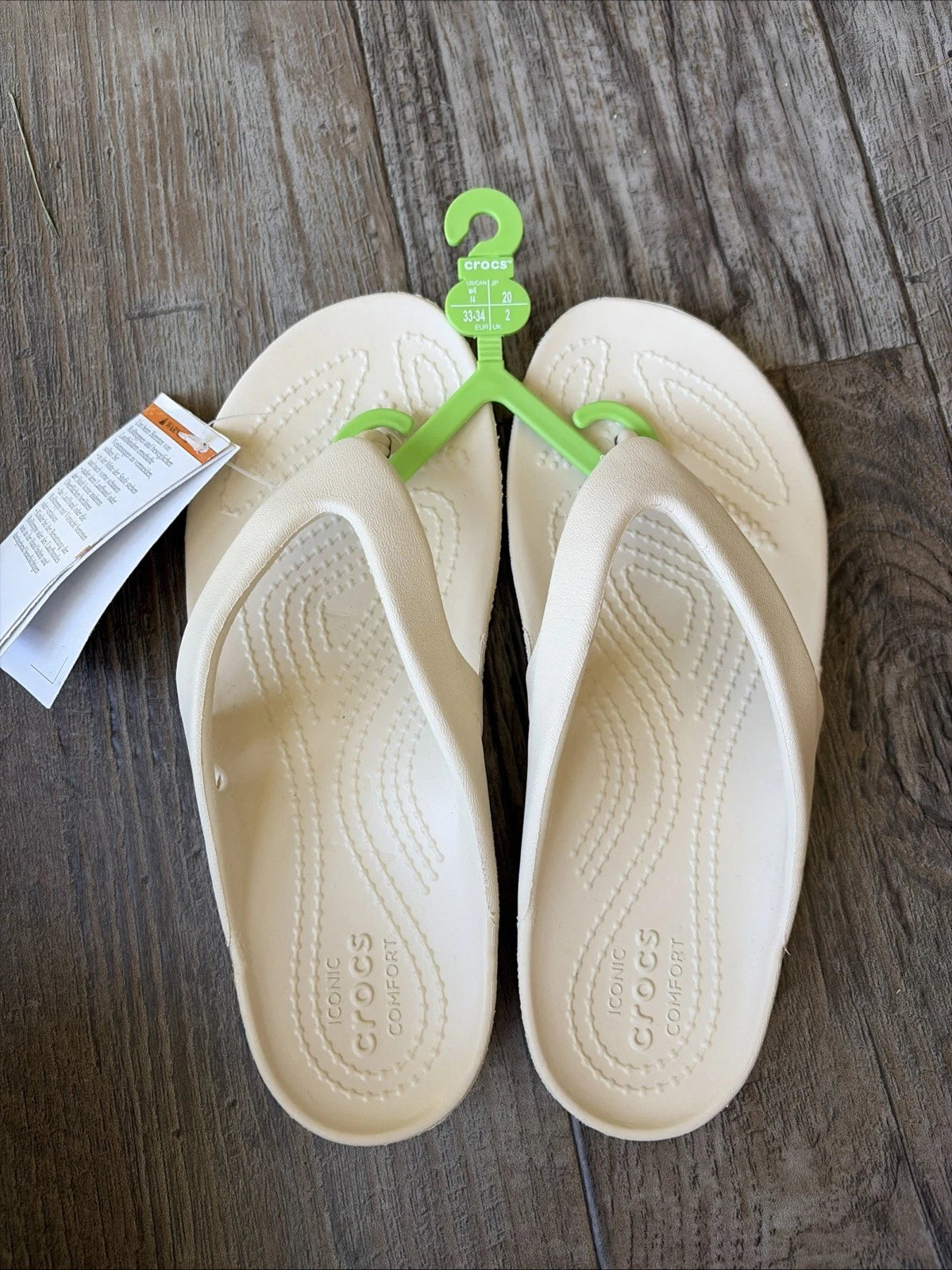 Crocs Kadee II Women's Flip Flops Beige – Casual Sandals, Size 4