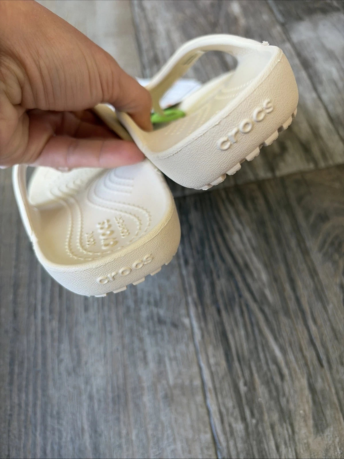 Crocs Kadee II Women's Flip Flops Beige – Casual Sandals, Size 4