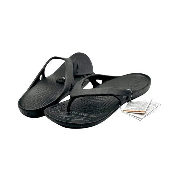 Crocs Kadee II Women's Flip Flops Black – Comfort Thong Sandals, Size 10