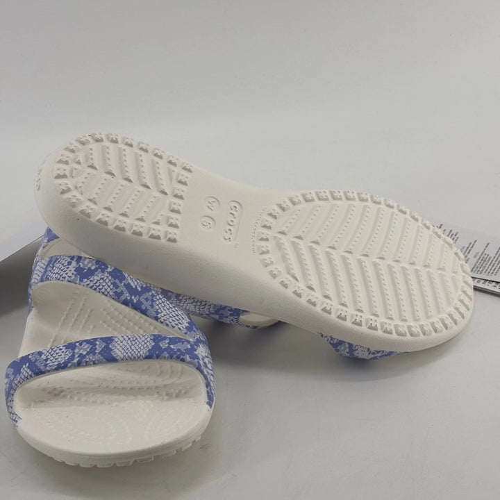 Crocs Kadee II Women's Sandals Blue White Snake Print – Casual Slip-On Shoes, Size 5 NWT, 206894-4RV