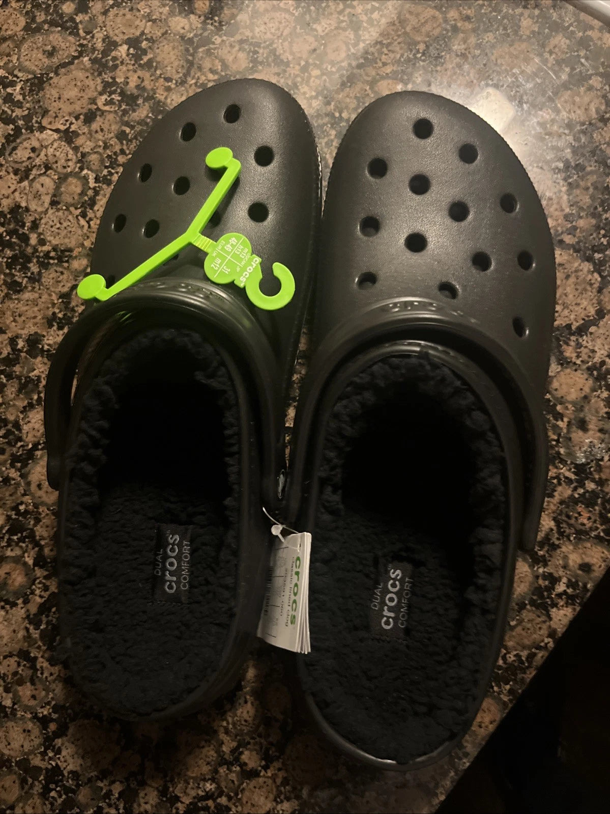 Crocs Lined Clogs Unisex Black – Warm Slip-On Shoes, Size 12 US