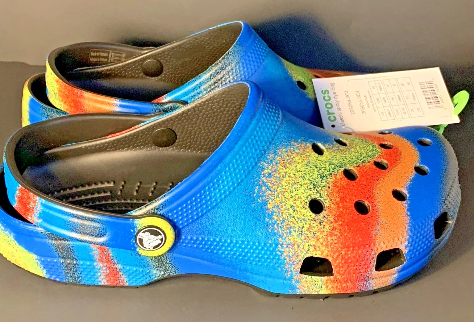 Crocs Tie-Dye Clog Unisex Rainbow – Blue Yellow Orange Red, W11/M9 NWT