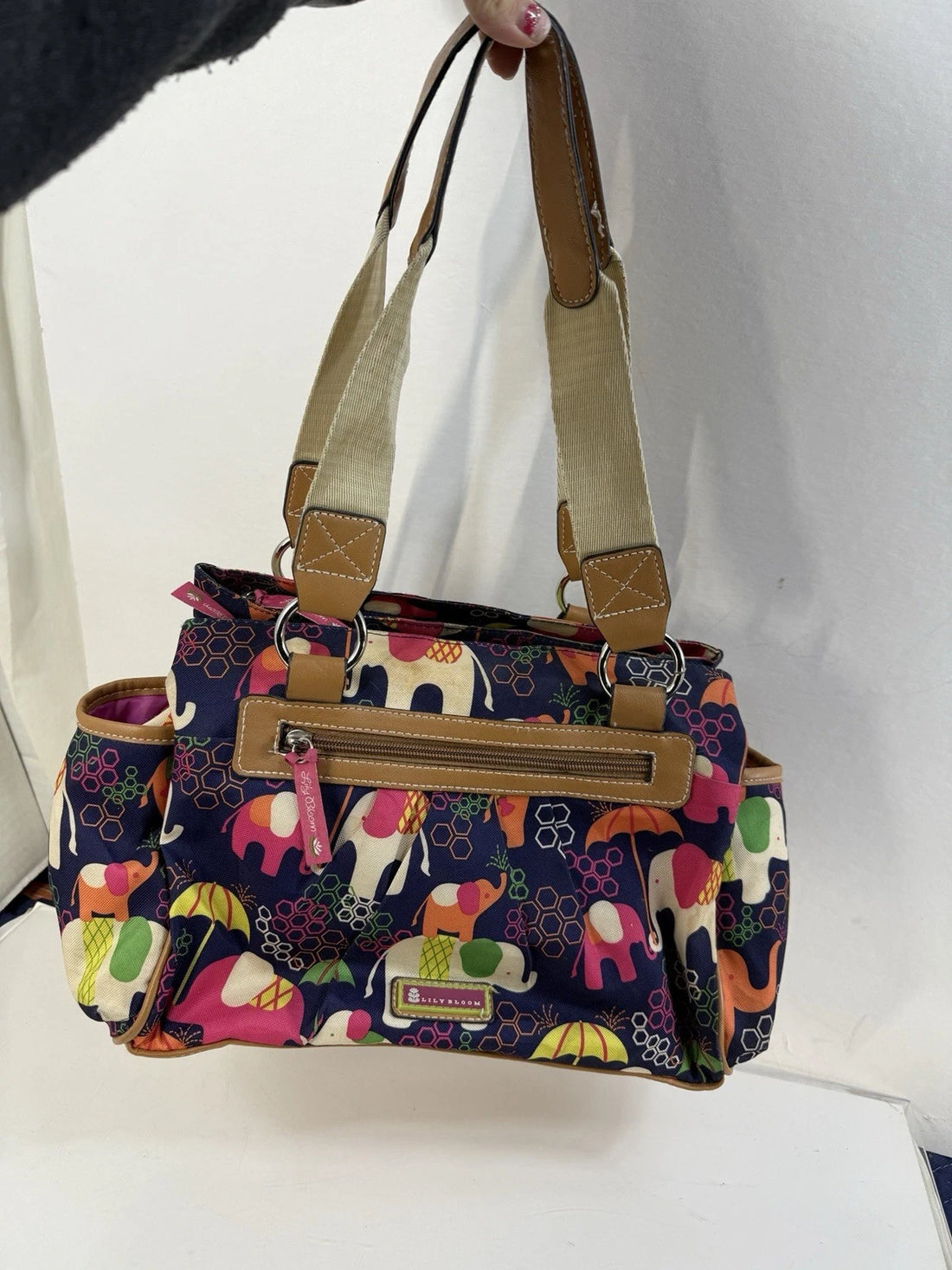 Lily Bloom Elephant Umbrella Print Multicolor Purse – Women's Designer Handbag