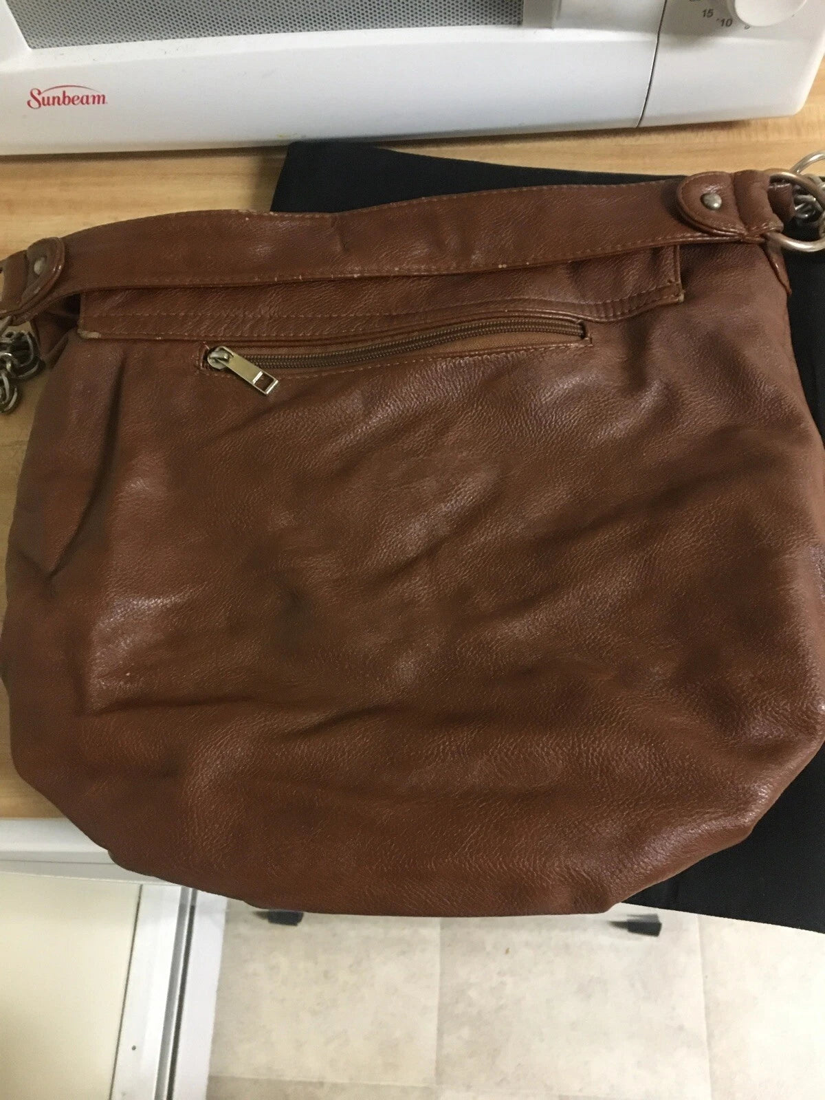 MMS Design Studio Brown Studded Faux Leather Satchel – Women's Designer Handbag Purse