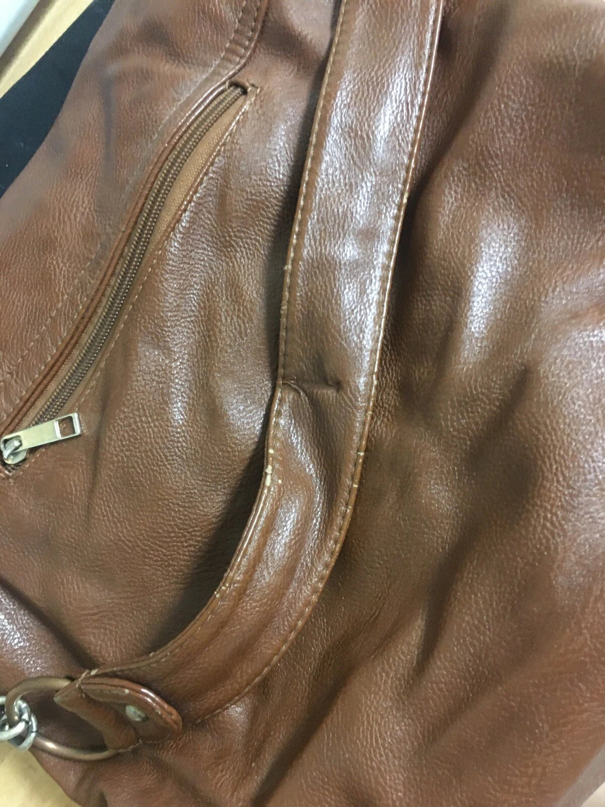 MMS Design Studio Brown Studded Faux Leather Satchel – Women's Designer Handbag Purse