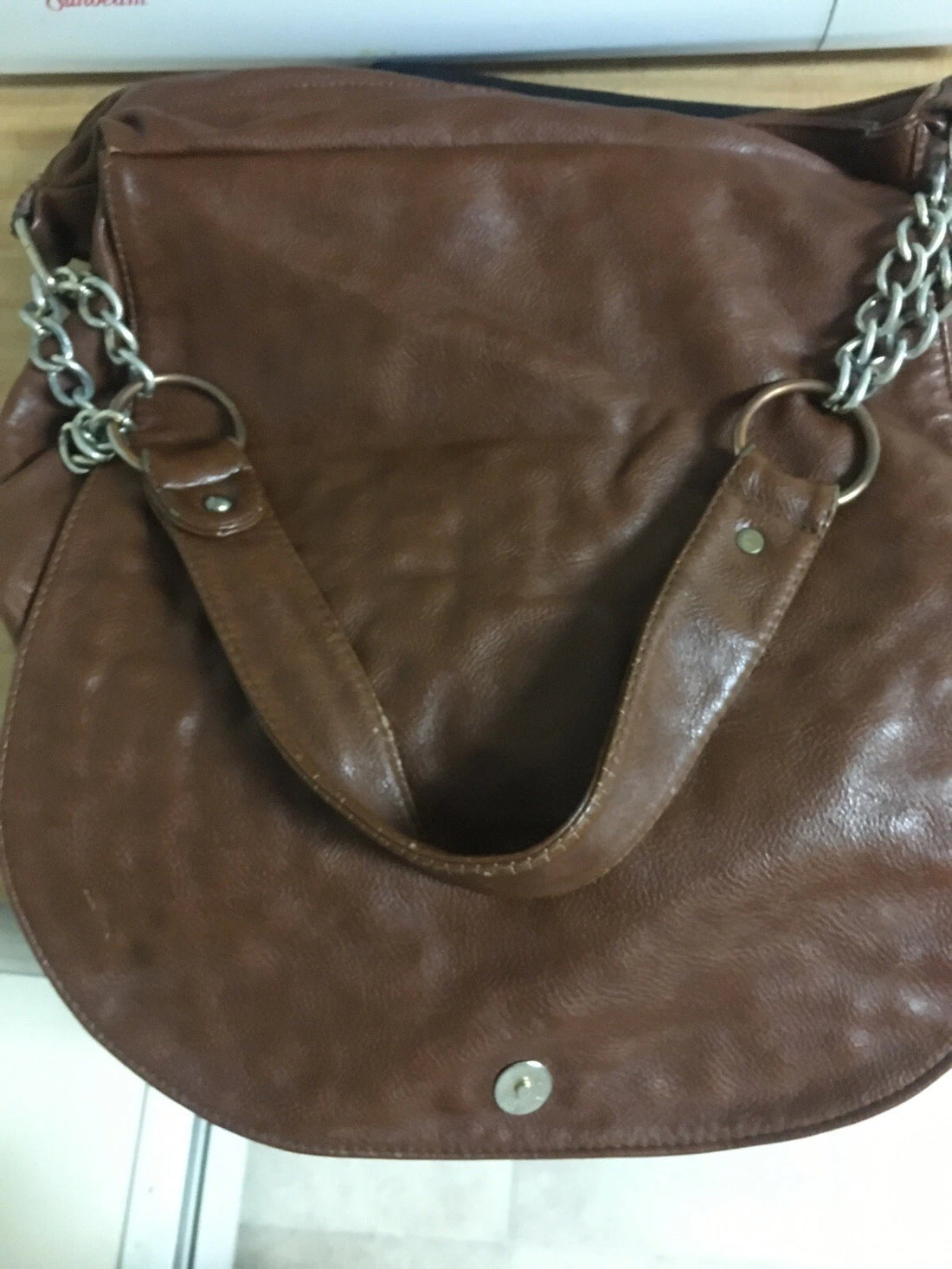 MMS Design Studio Brown Studded Faux Leather Satchel – Women's Designer Handbag Purse