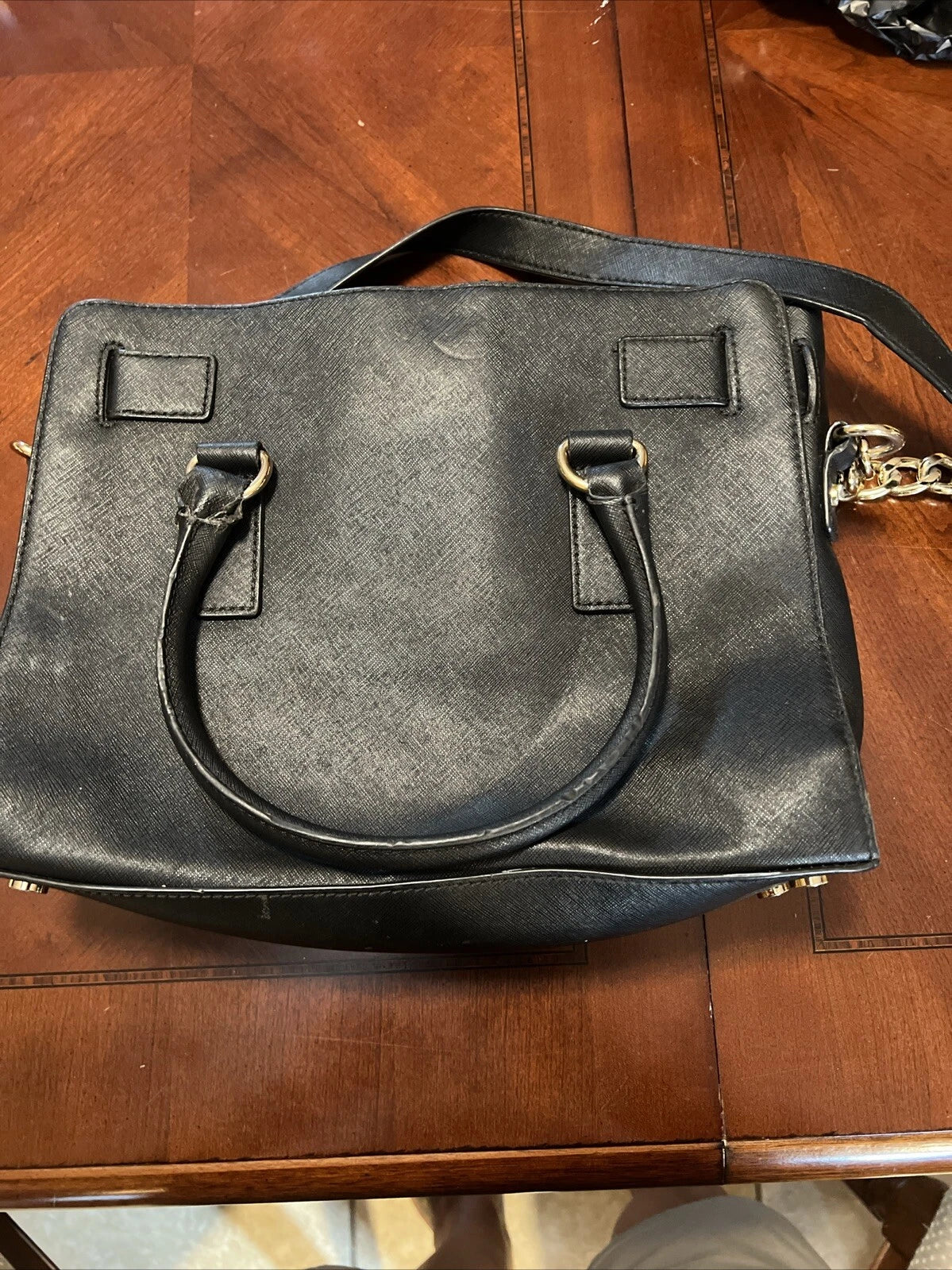 Michael Kors Hamilton Large Black Leather Satchel Handbag – Women's Shoulder Purse
