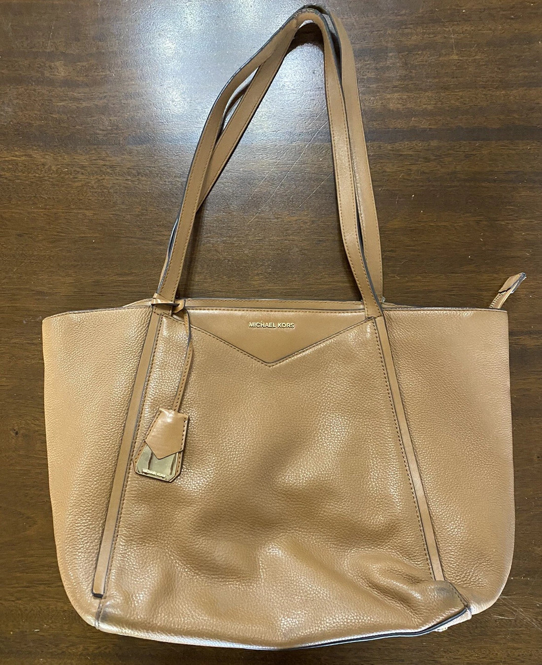 Michael Kors MK Brown Leather Tote Handbag – Designer Women's Purse