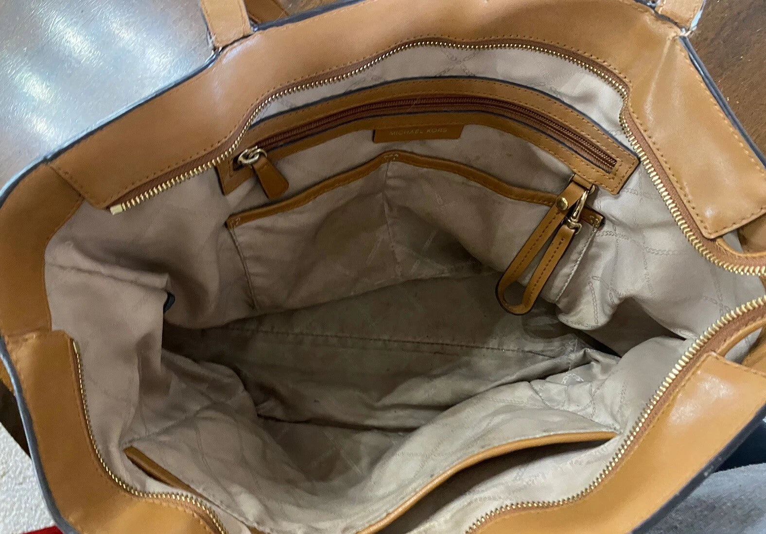 Michael Kors MK Brown Leather Tote Handbag – Designer Women's Purse