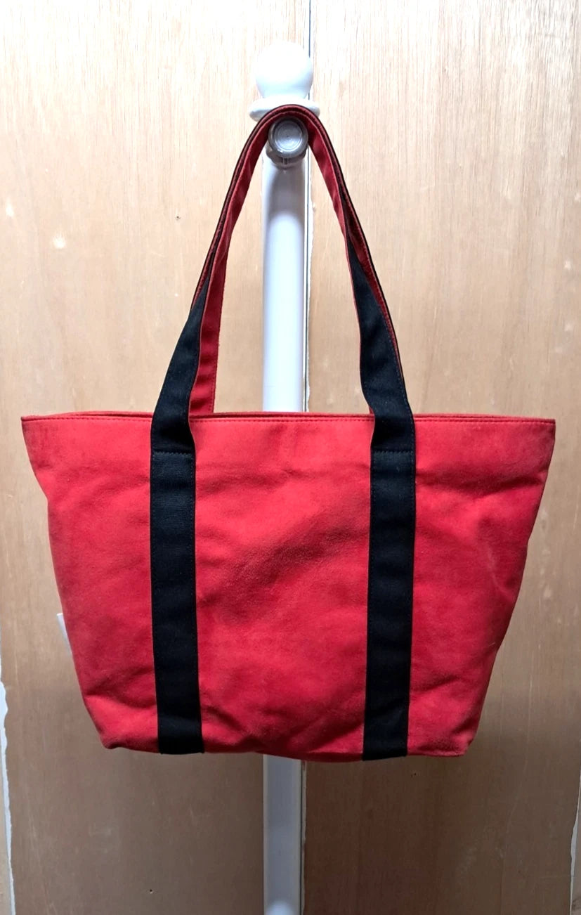 Michael Kors Red & Black Suede Effect Tote Bag – Large Designer Handbag
