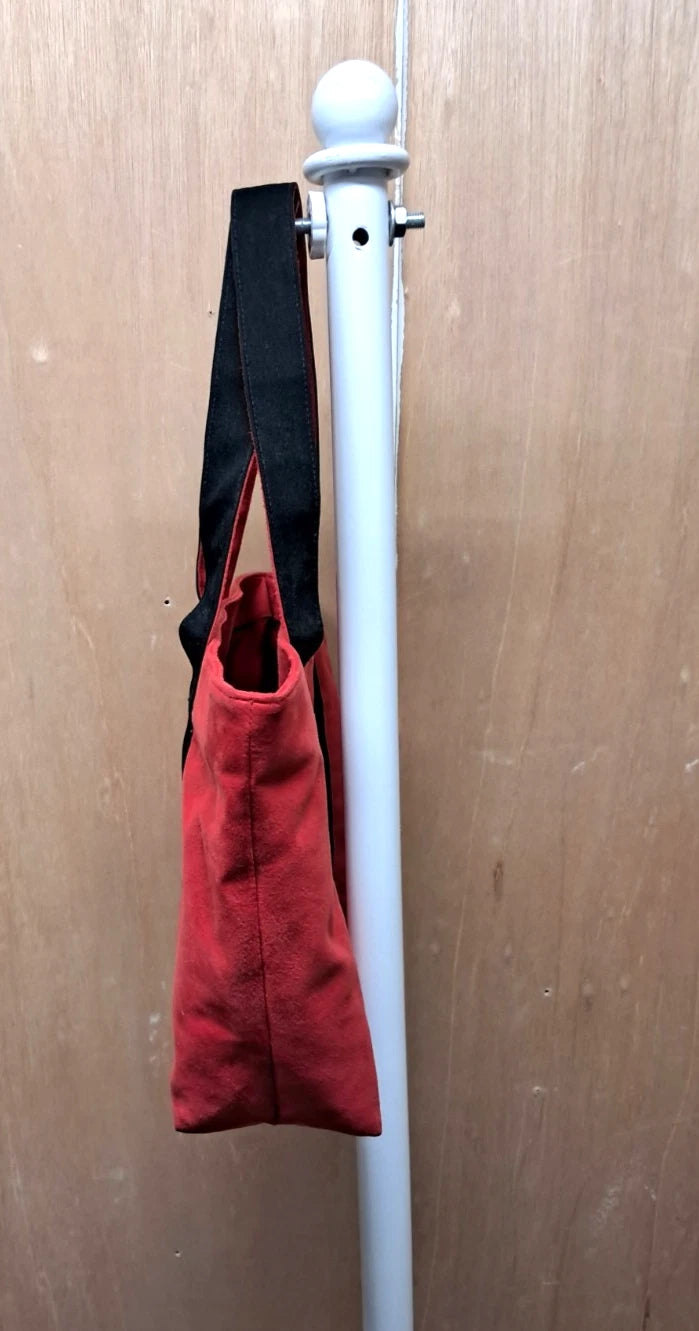 Michael Kors Red & Black Suede Effect Tote Bag – Large Designer Handbag