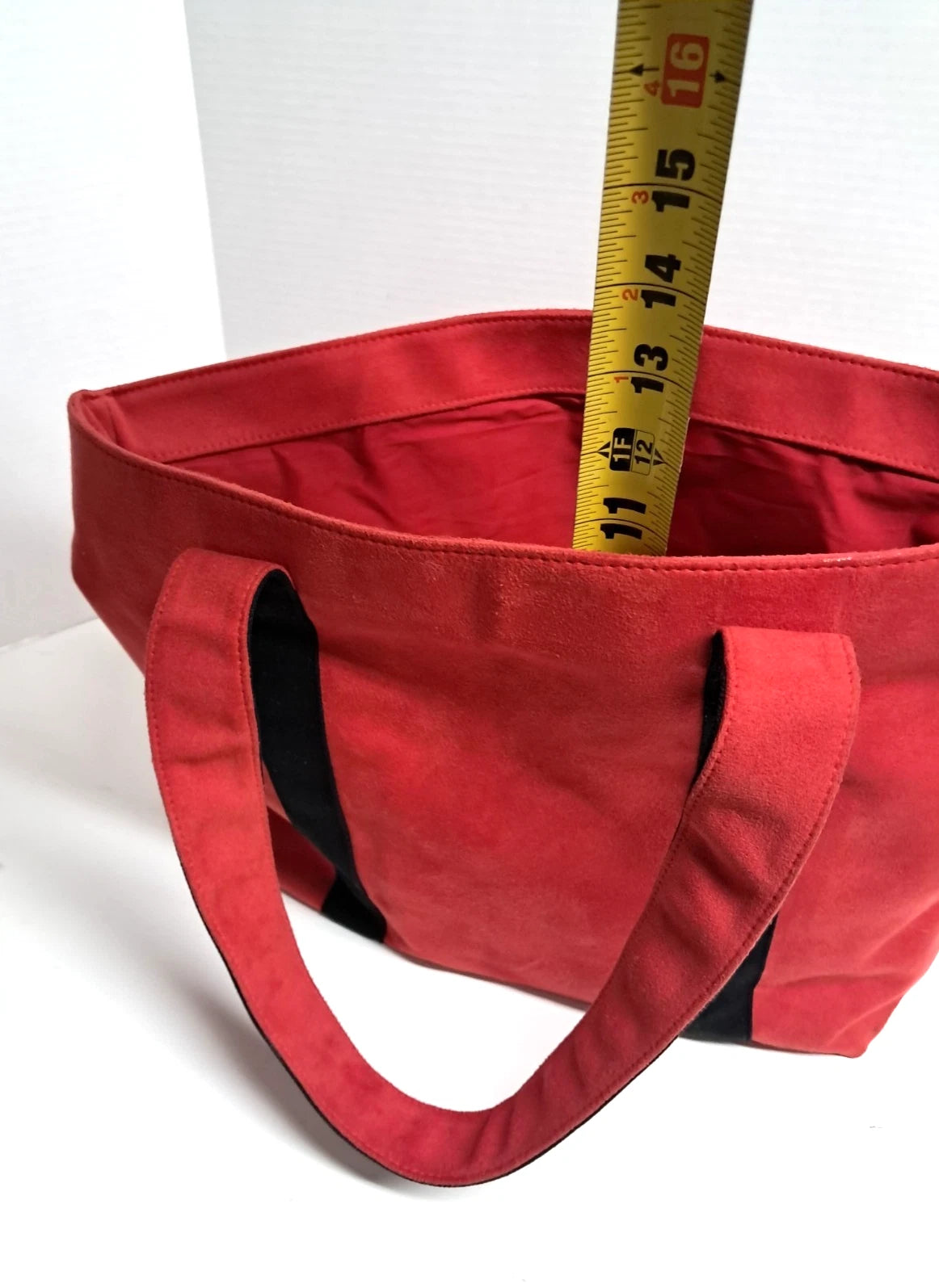 Michael Kors Red & Black Suede Effect Tote Bag – Large Designer Handbag