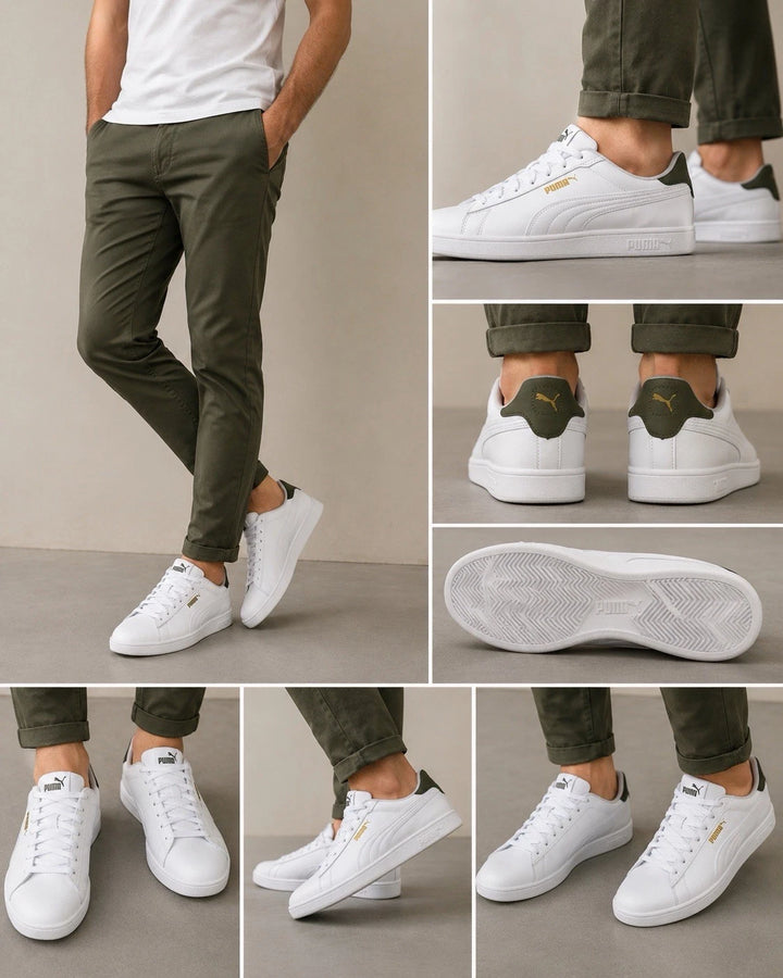 PUMA Ace Court Men's Sneakers White Green – 406570-01, New In Box
