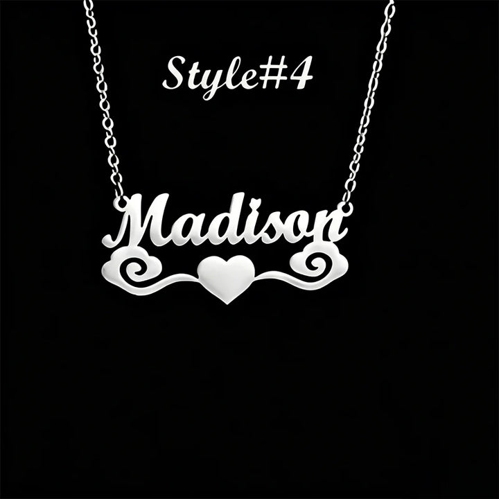 Multi-style Heart Name Design Personalized Pendant Necklace Woman Stainless Steel Silver Gold Name Customized Necklace Jewelry