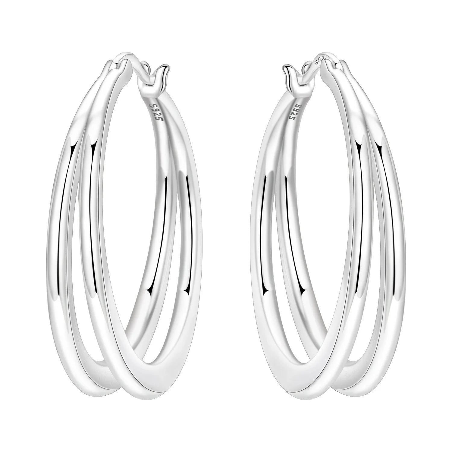 925 Sterling Silver Exquisite Multi-layer Ear Ring Jewelry Versatile Hoop Earrings For Women Jewelry Fine Birthday Party Gift