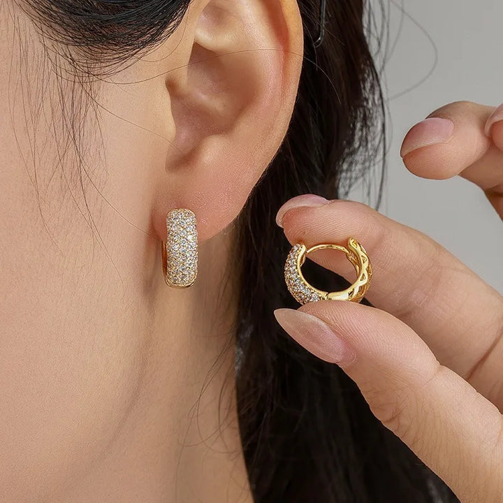925 Sterling Silver Cubic Zirconia Earrings For Women Vintage Designer Small Round Cilcle Earrings Party Hypoallergenic Jewelry