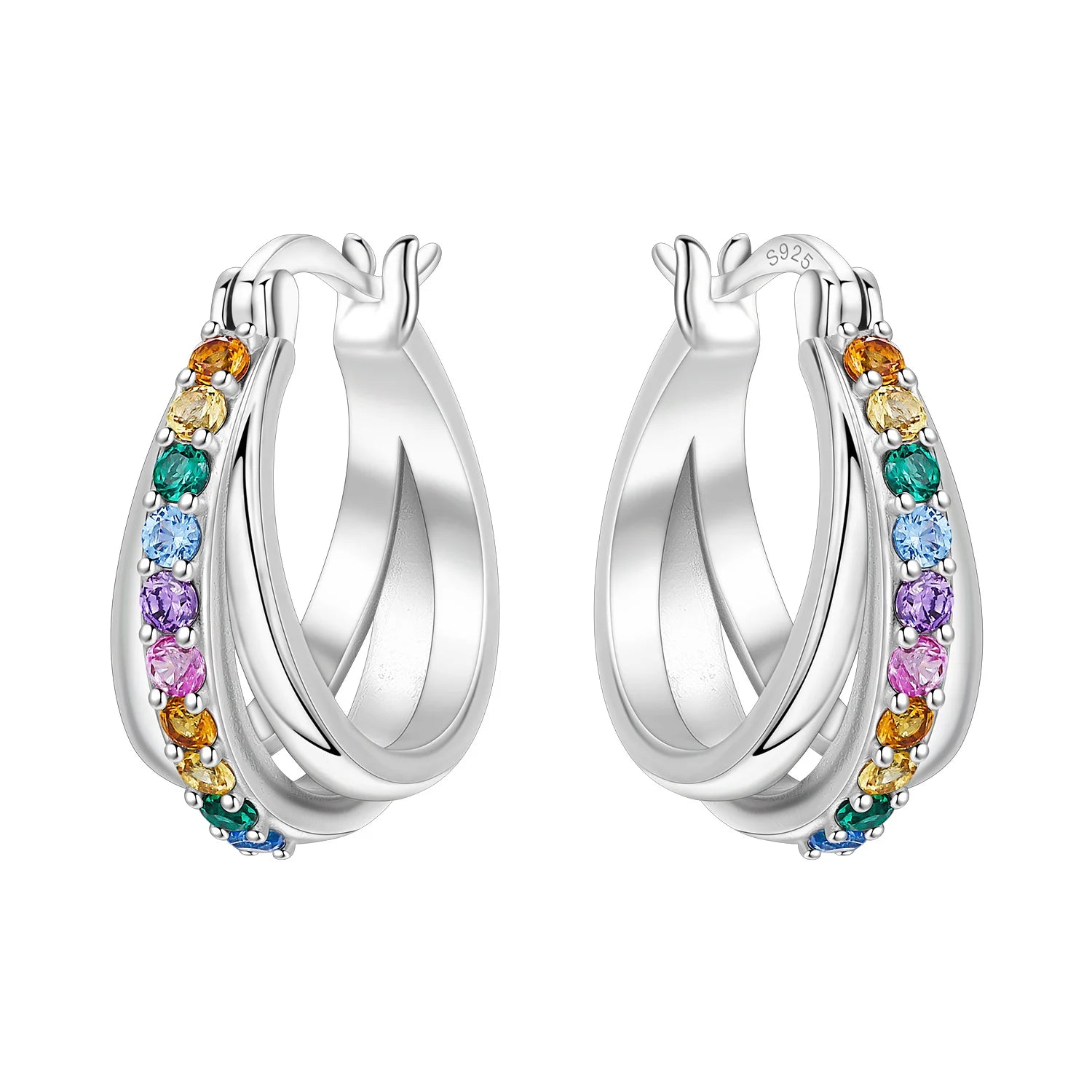 925 Sterling Silver Exquisite Multi-layer Ear Ring Jewelry Versatile Hoop Earrings For Women Jewelry Fine Birthday Party Gift