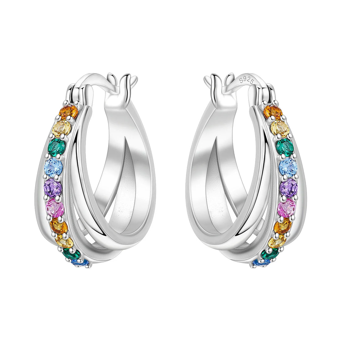 925 Sterling Silver Exquisite Multi-layer Ear Ring Jewelry Versatile Hoop Earrings For Women Jewelry Fine Birthday Party Gift