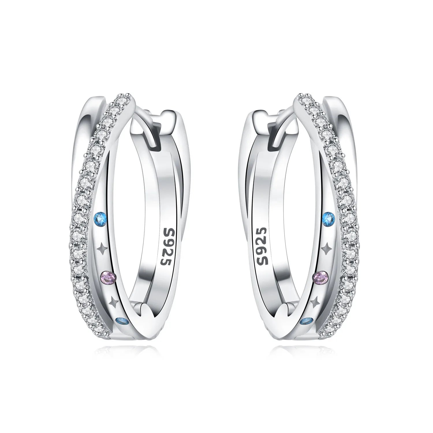 925 Sterling Silver Exquisite Multi-layer Ear Ring Jewelry Versatile Hoop Earrings For Women Jewelry Fine Birthday Party Gift