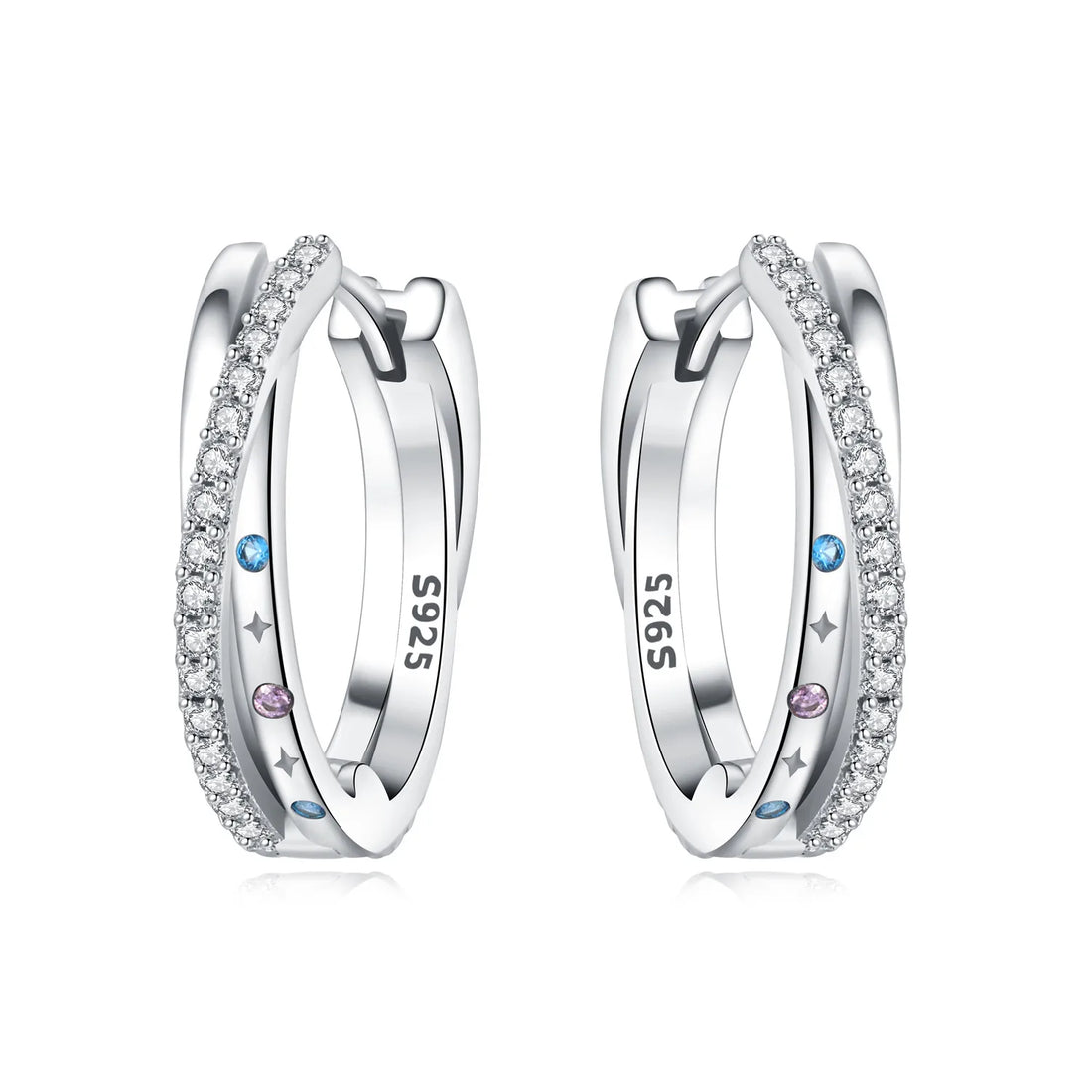 925 Sterling Silver Exquisite Multi-layer Ear Ring Jewelry Versatile Hoop Earrings For Women Jewelry Fine Birthday Party Gift