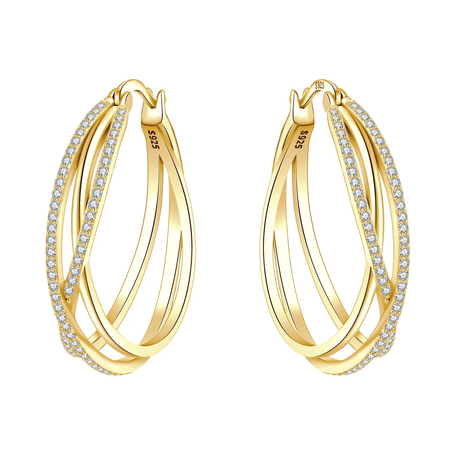 925 Sterling Silver Exquisite Multi-layer Ear Ring Jewelry Versatile Hoop Earrings For Women Jewelry Fine Birthday Party Gift