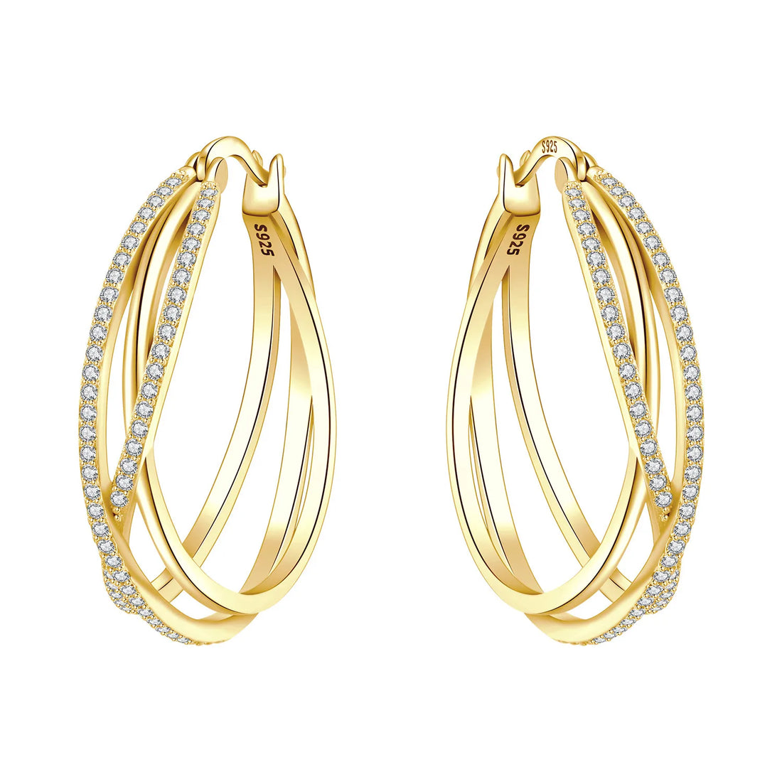 925 Sterling Silver Exquisite Multi-layer Ear Ring Jewelry Versatile Hoop Earrings For Women Jewelry Fine Birthday Party Gift