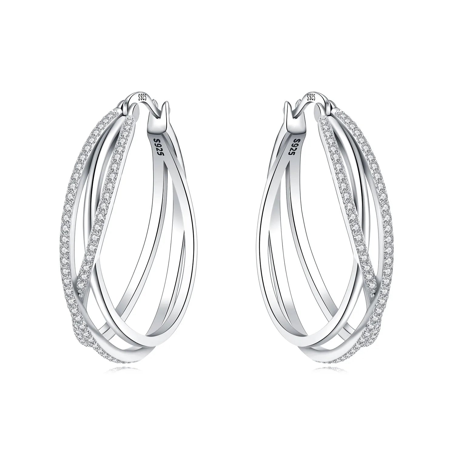 925 Sterling Silver Exquisite Multi-layer Ear Ring Jewelry Versatile Hoop Earrings For Women Jewelry Fine Birthday Party Gift