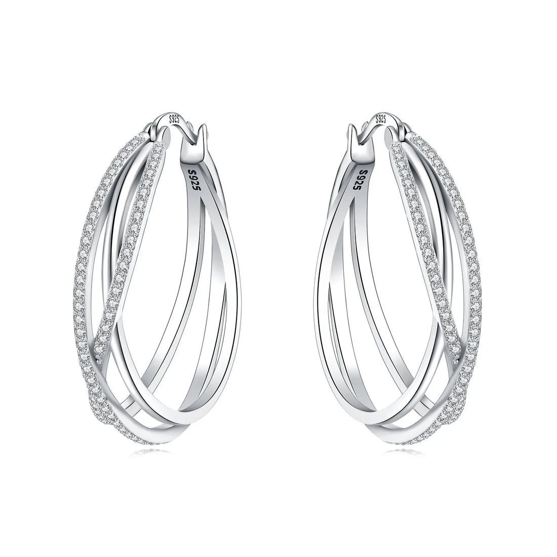 925 Sterling Silver Exquisite Multi-layer Ear Ring Jewelry Versatile Hoop Earrings For Women Jewelry Fine Birthday Party Gift