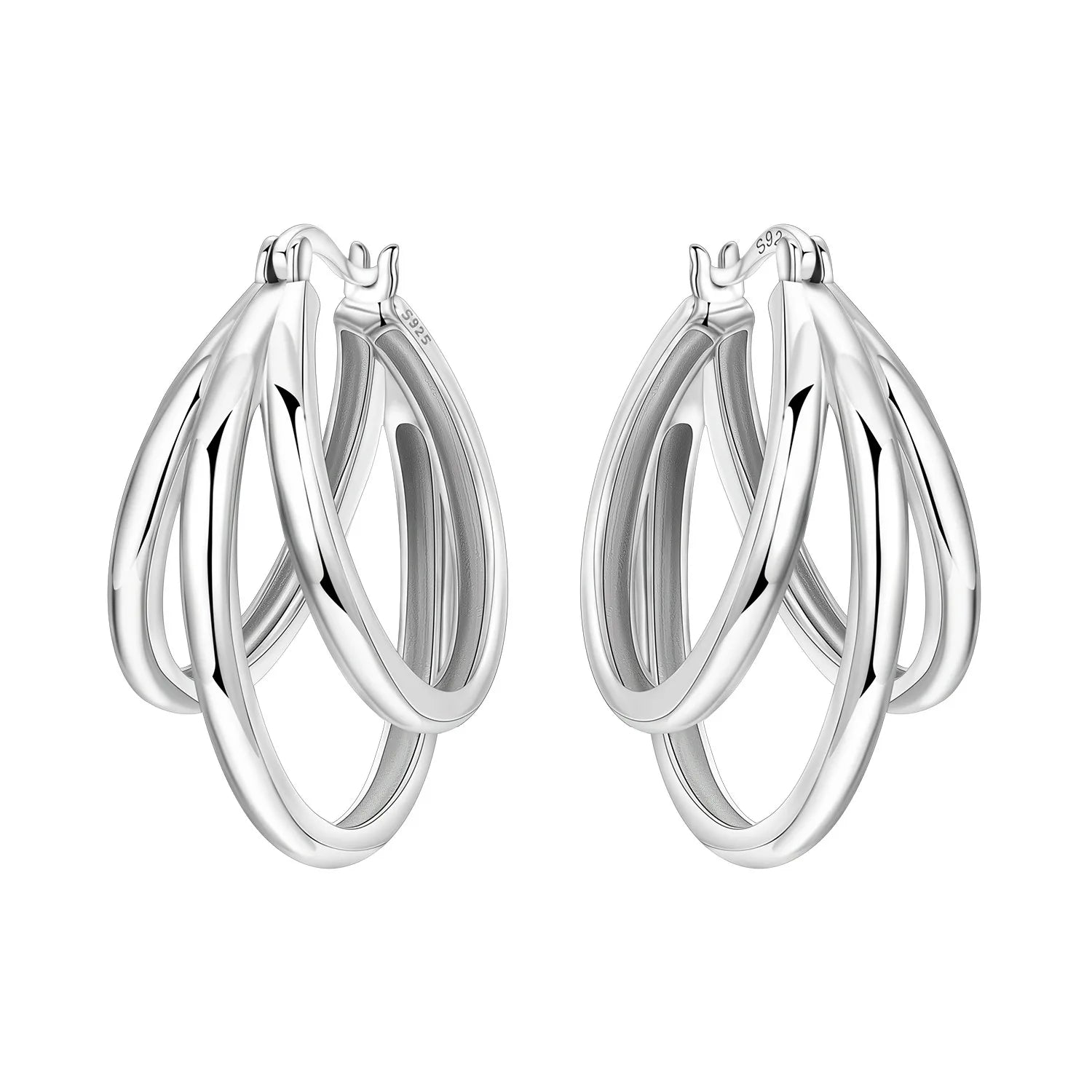925 Sterling Silver Exquisite Multi-layer Ear Ring Jewelry Versatile Hoop Earrings For Women Jewelry Fine Birthday Party Gift