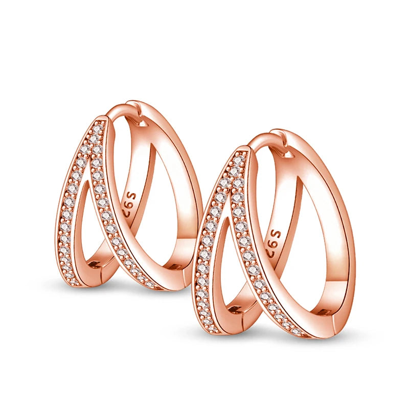 925 Sterling Silver Exquisite Multi-layer Ear Ring Jewelry Versatile Hoop Earrings For Women Jewelry Fine Birthday Party Gift